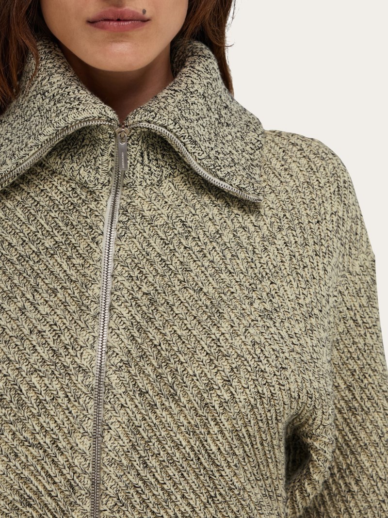Ferragamo | Women's Knitted Blouson - Parchment/Black