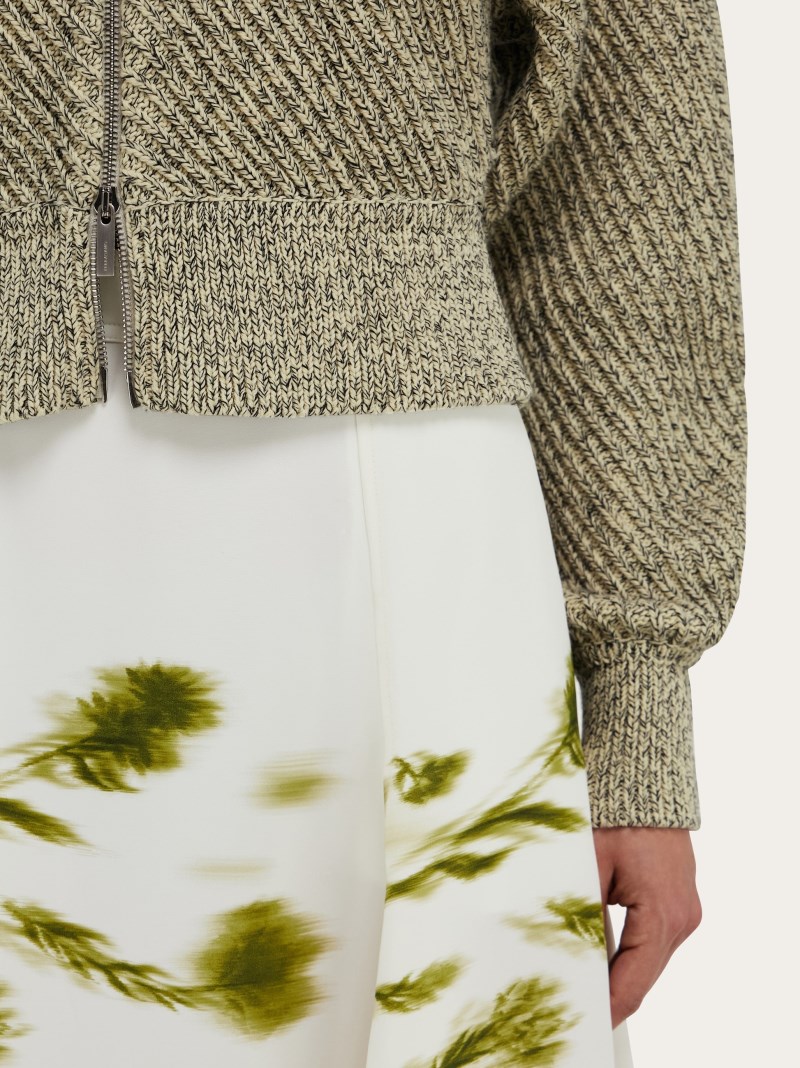 Ferragamo | Women's Knitted Blouson - Parchment/Black