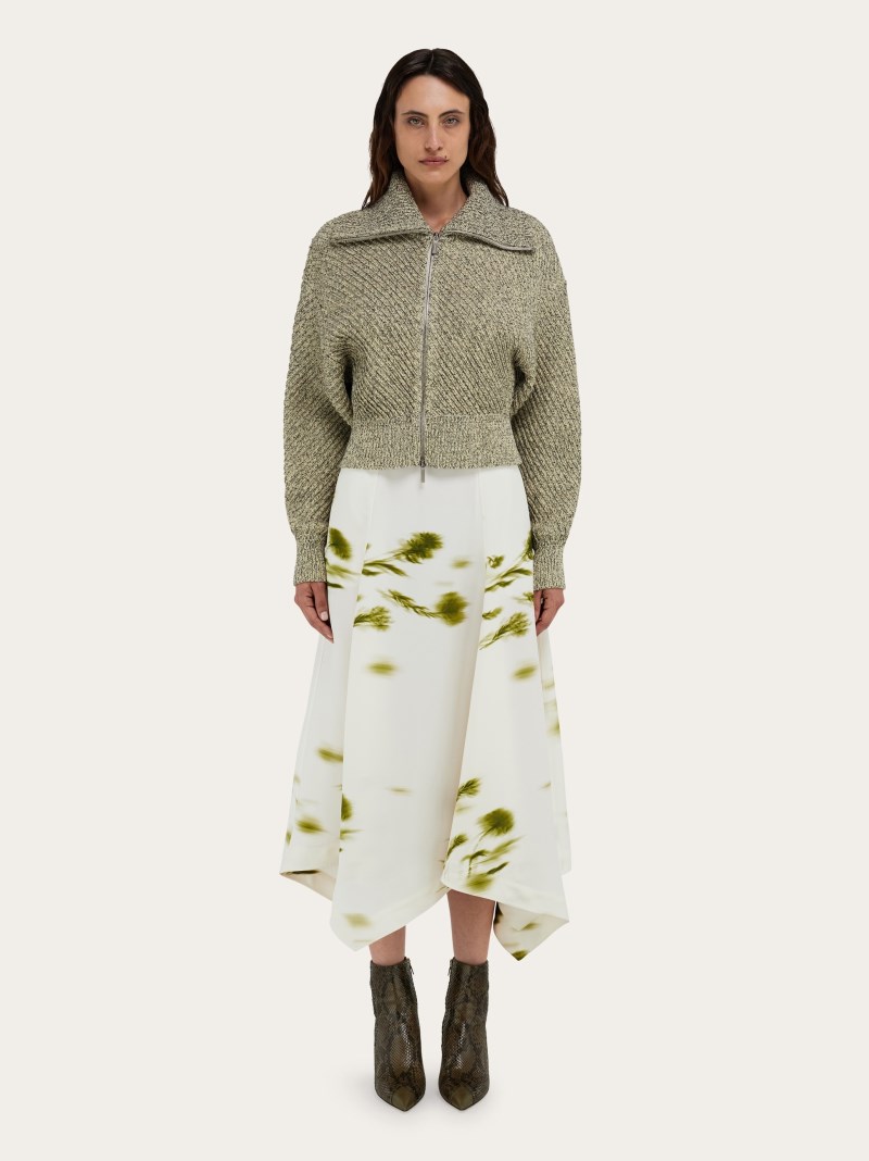 Ferragamo | Women's Knitted Blouson - Parchment/Black
