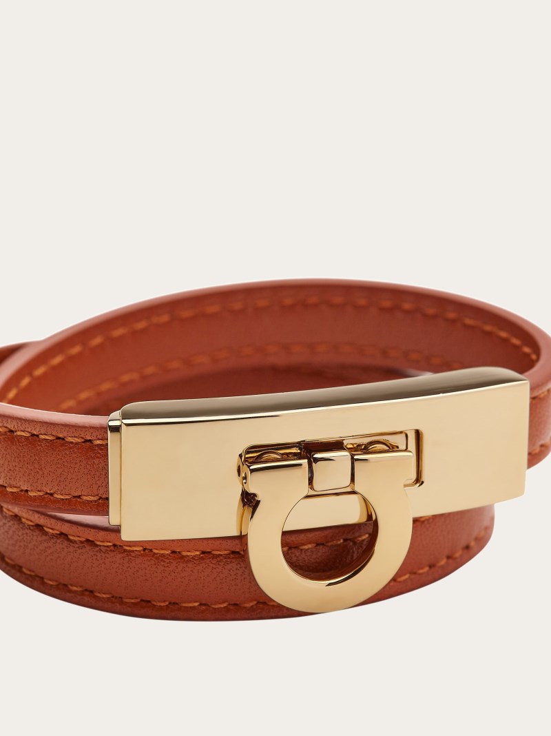 Ferragamo | Women's Gancini Double Twist Bracelet - Cognac (Size 17)