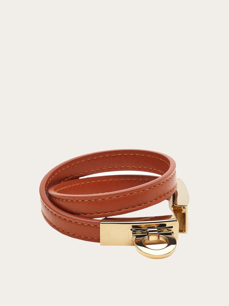 Ferragamo | Women's Gancini Double Twist Bracelet - Cognac (Size 17)