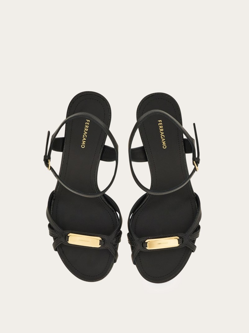 Ferragamo | Women's Strappy Sandal With New Vara Buckle - Black