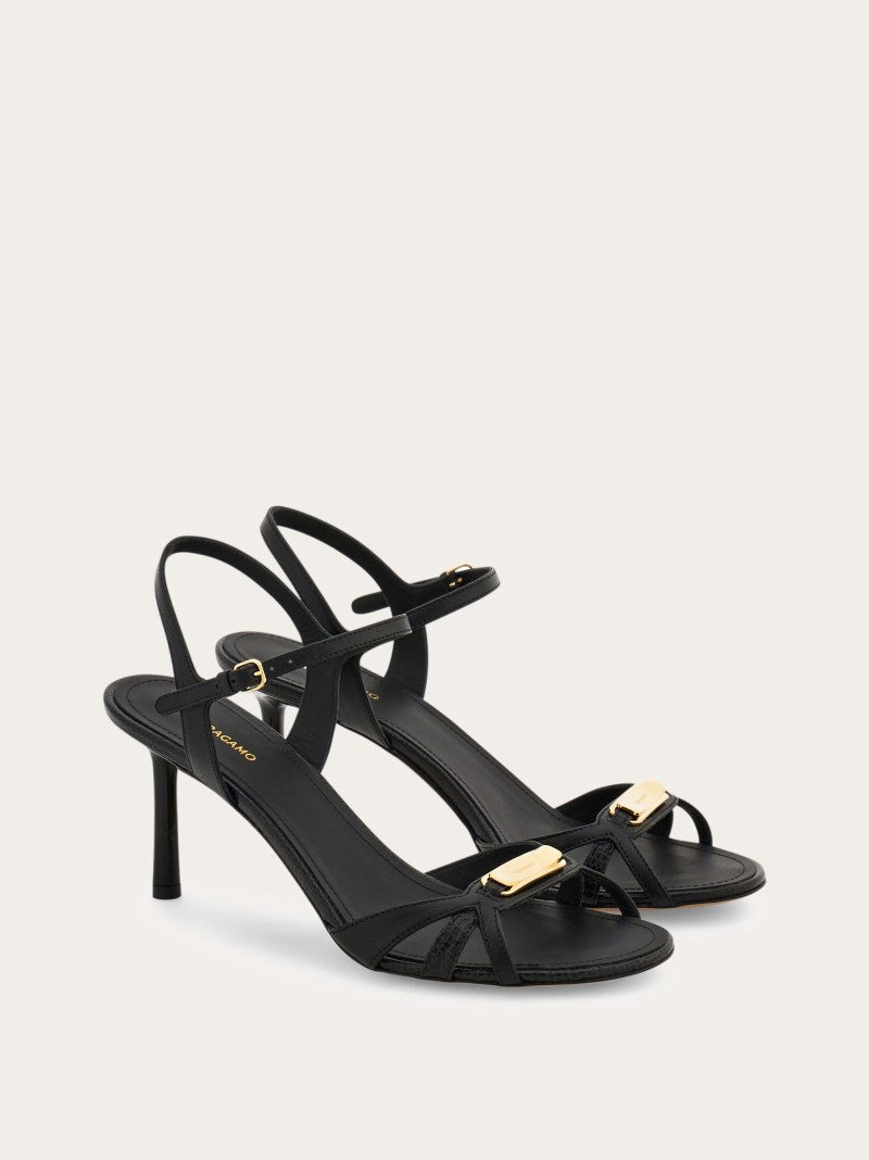 Ferragamo | Women's Strappy Sandal With New Vara Buckle - Black