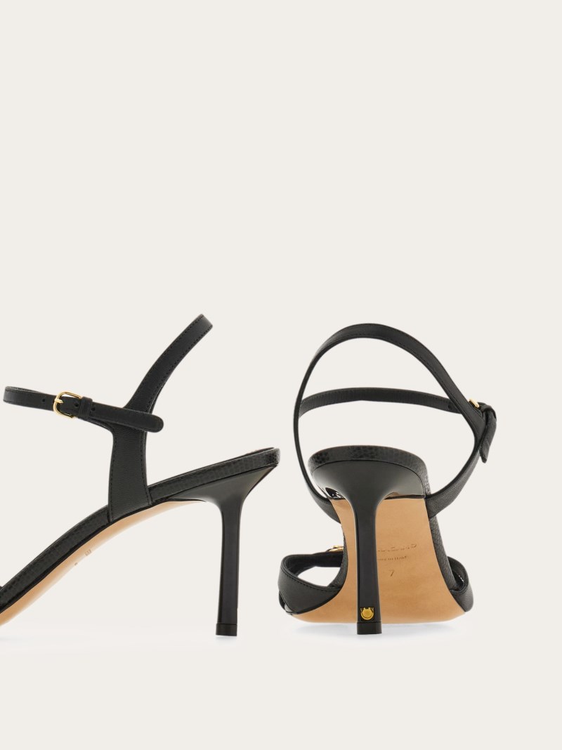 Ferragamo | Women's Strappy Sandal With New Vara Buckle - Black