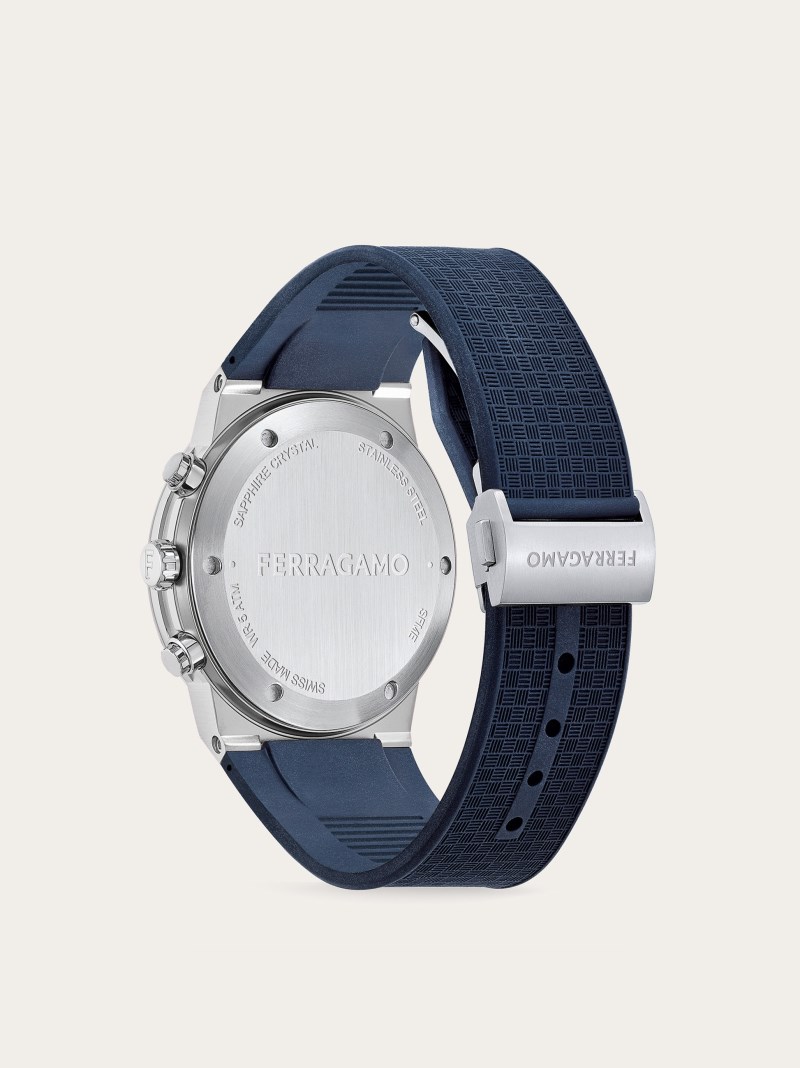 Ferragamo | Men's Sapphire Chrono Watch - Steel/Blue