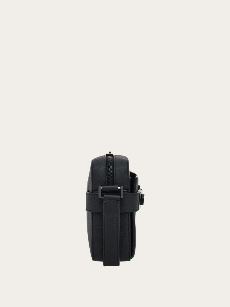 Ferragamo | Men's Shoulder Bag With Gancini Buckles - Black