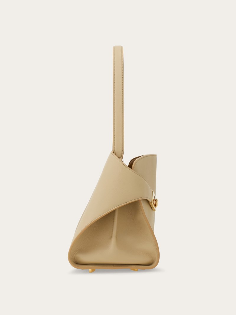 Ferragamo | Women's Hug Soft Bicolor Shoulder Bag - Stone/Burnt Ocra