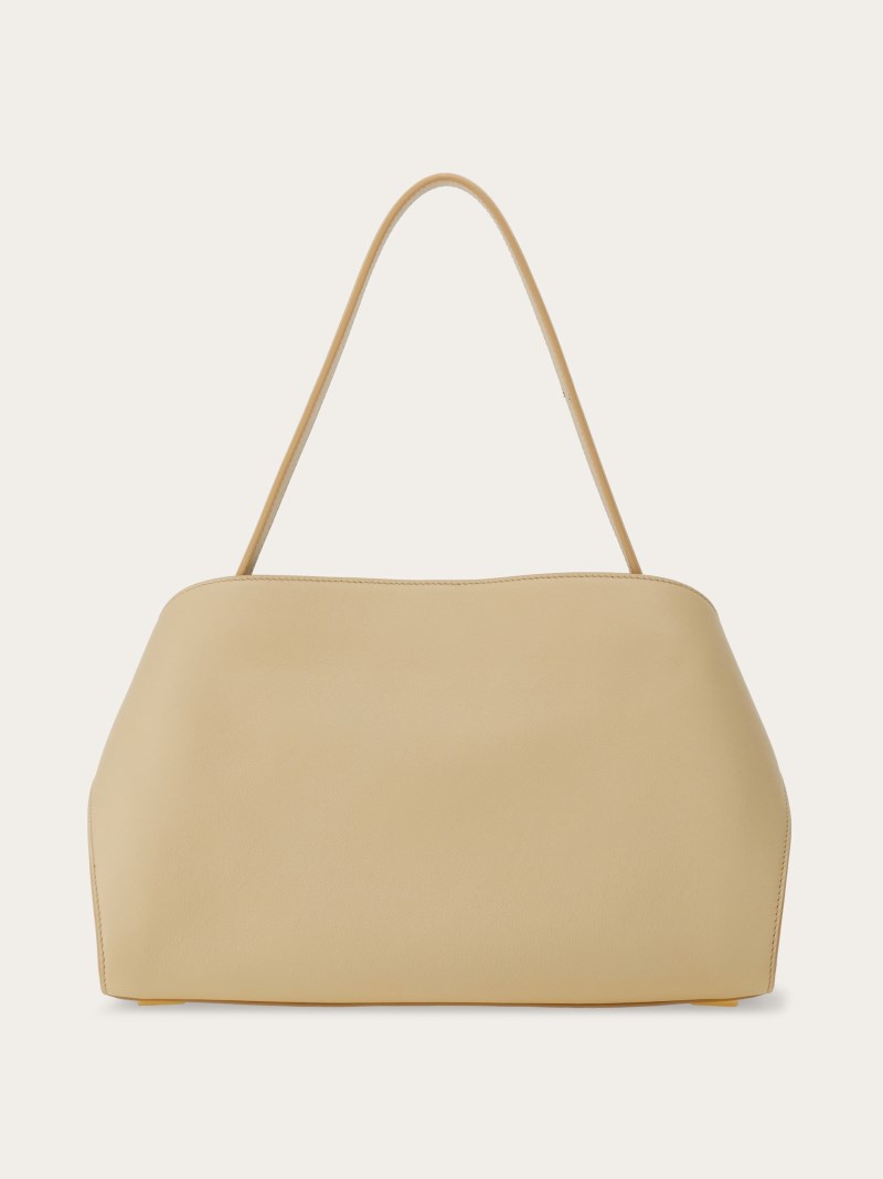 Ferragamo | Women's Hug Soft Bicolor Shoulder Bag - Stone/Burnt Ocra