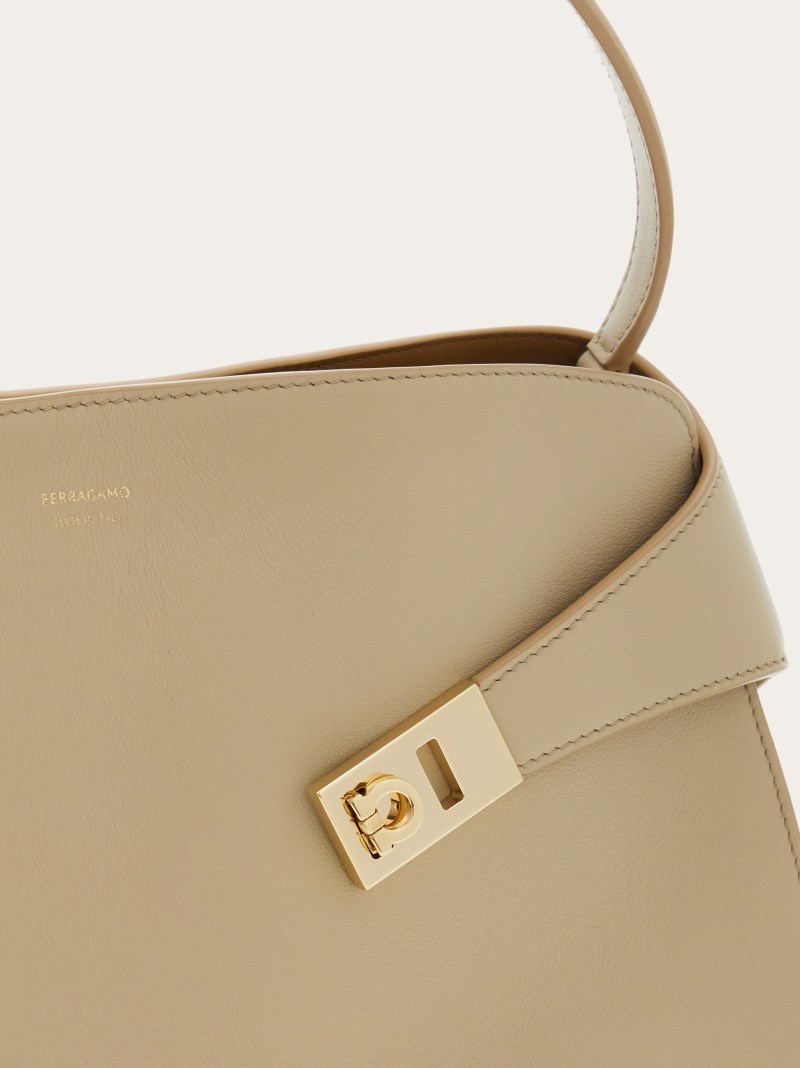 Ferragamo | Women's Hug Soft Bicolor Shoulder Bag - Stone/Burnt Ocra
