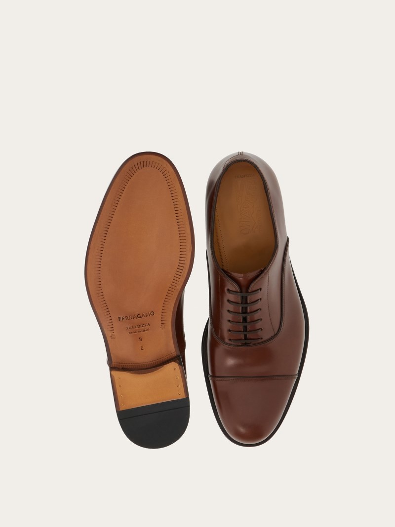 Ferragamo | Men's Tramezza Oxford With Toe Cap - Brown