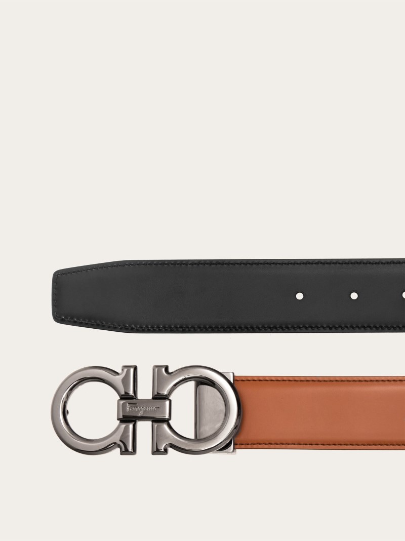 Ferragamo | Men's Reversible And Adjustable Gancini Belt - Vicuna/Black