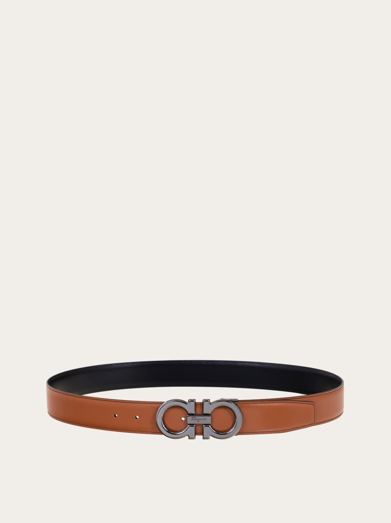 Ferragamo | Men's Reversible And Adjustable Gancini Belt - Vicuna/Black