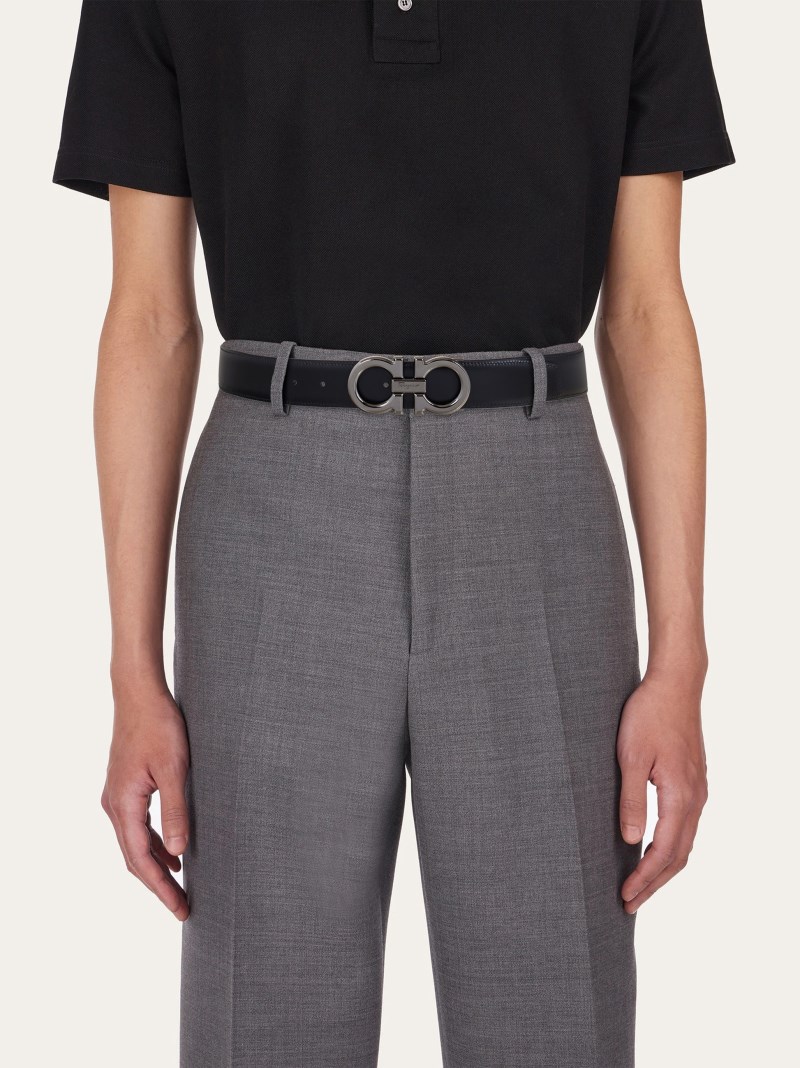 Ferragamo | Men's Reversible And Adjustable Gancini Belt - Vicuna/Black
