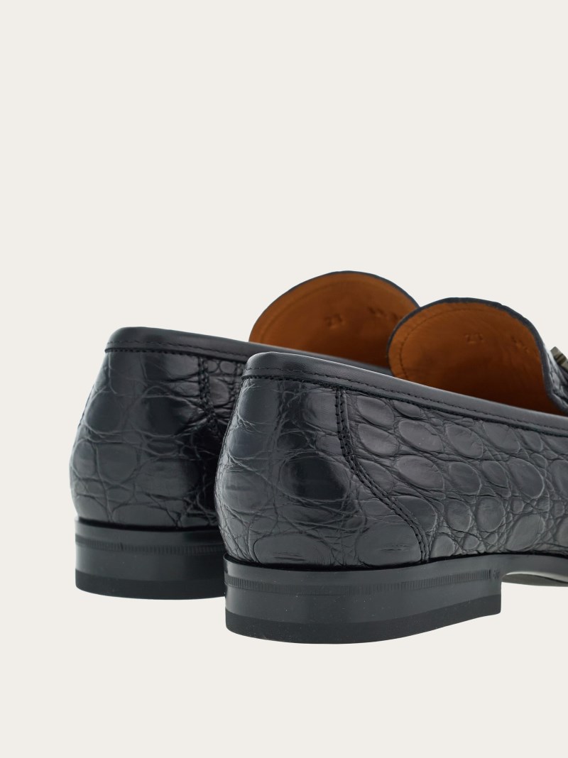 Ferragamo | Men's Moccasin With Gancini Ornament - Black