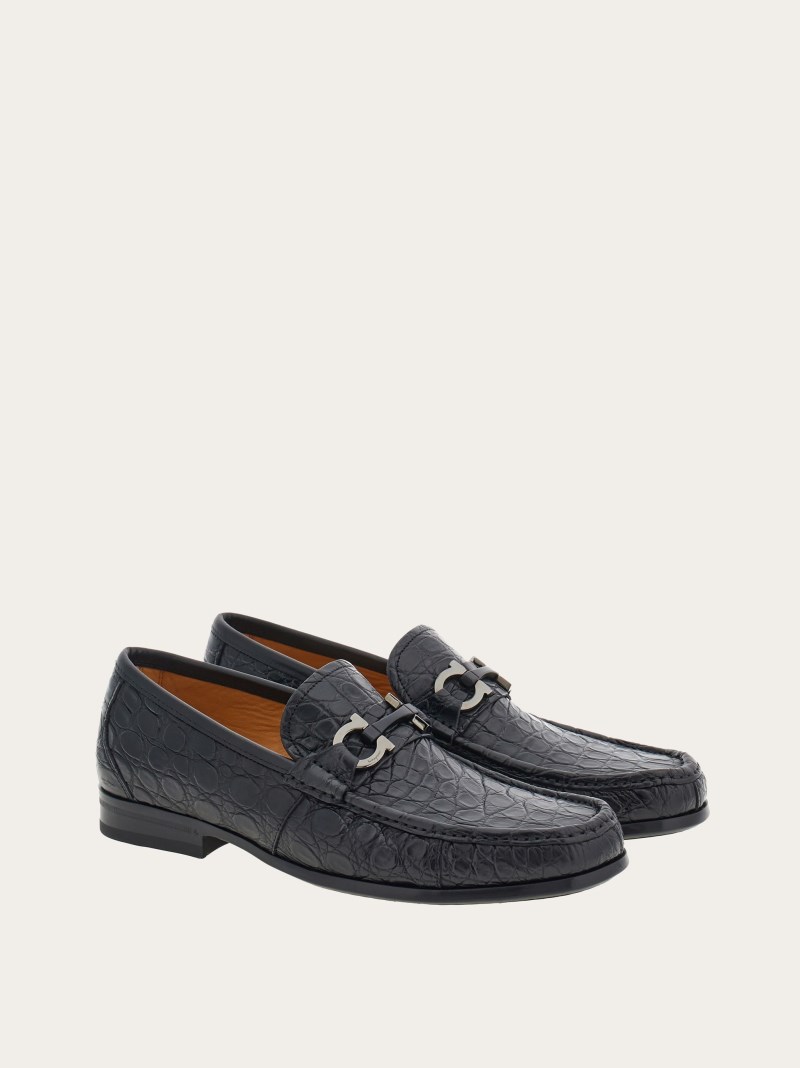 Ferragamo | Men's Moccasin With Gancini Ornament - Black
