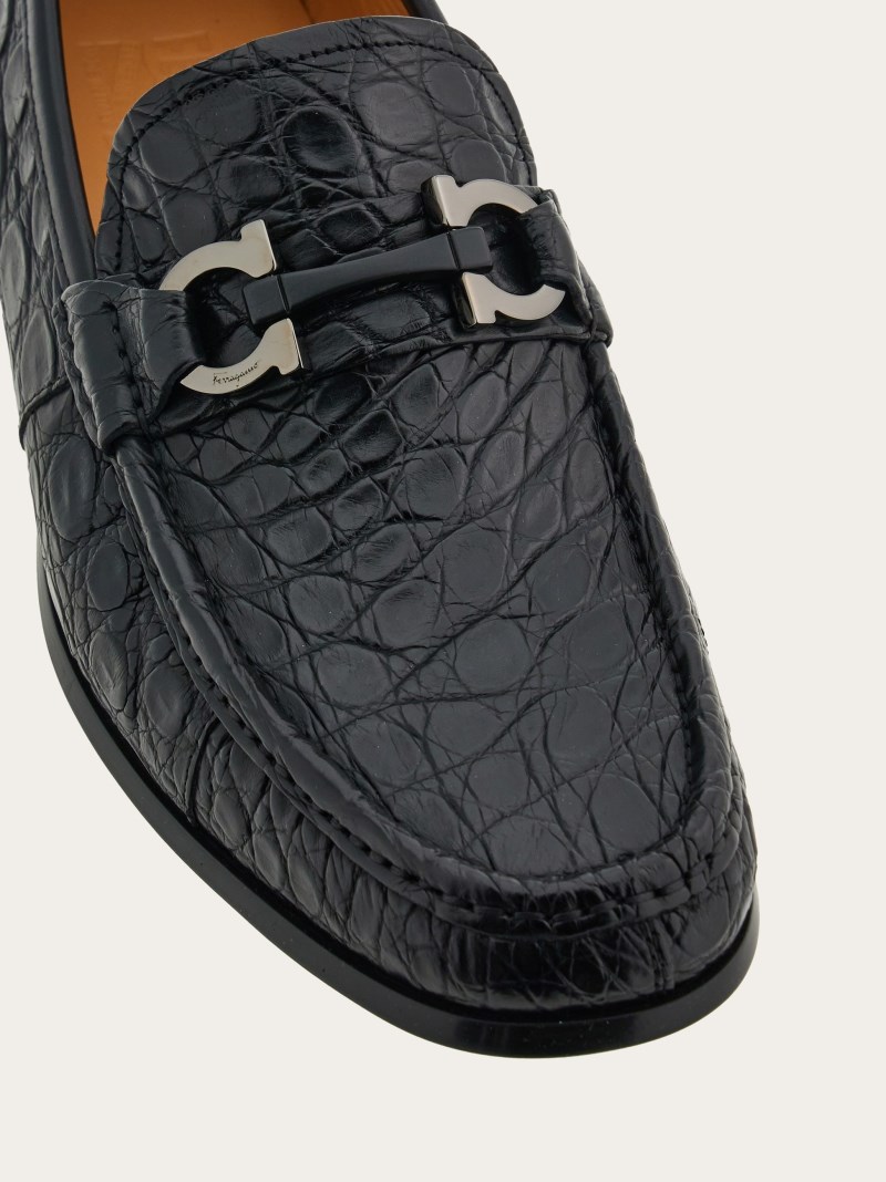 Ferragamo | Men's Moccasin With Gancini Ornament - Black