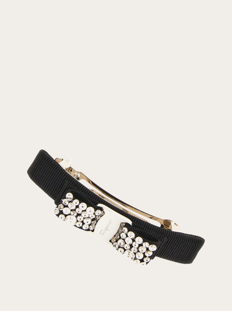 Ferragamo | Women's Vara Bow Crystal Hairclip - Black