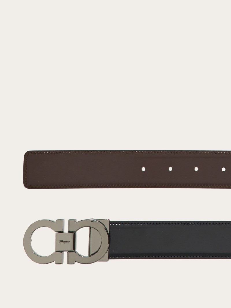 Ferragamo | Men's Reversible And Adjustable Gancini Belt - Black/Auburn