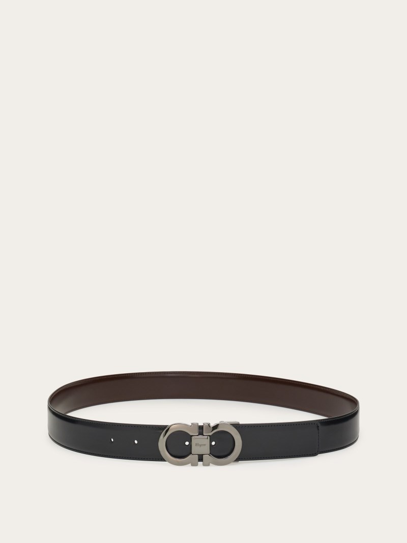 Ferragamo | Men's Reversible And Adjustable Gancini Belt - Black/Auburn