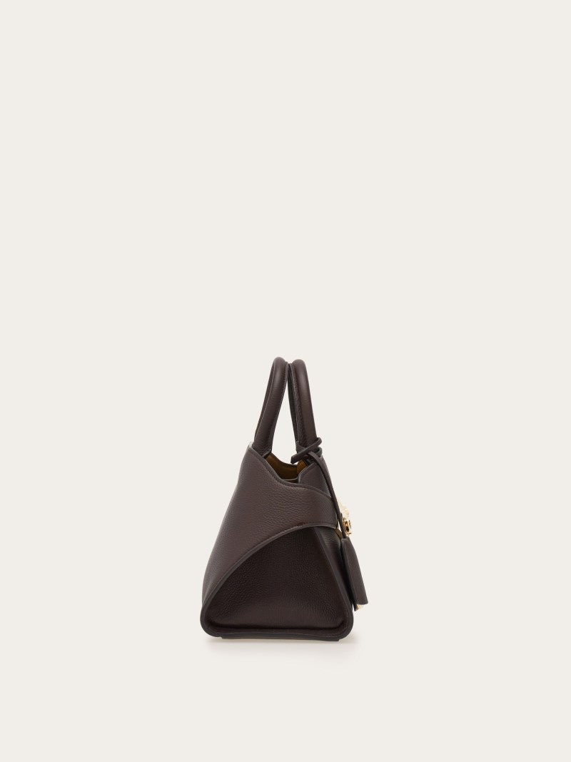 Ferragamo | Women's Hug Bicolor Handbag - Testa Di Moro/Burnt Ocher
