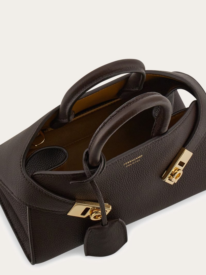 Ferragamo | Women's Hug Bicolor Handbag - Testa Di Moro/Burnt Ocher