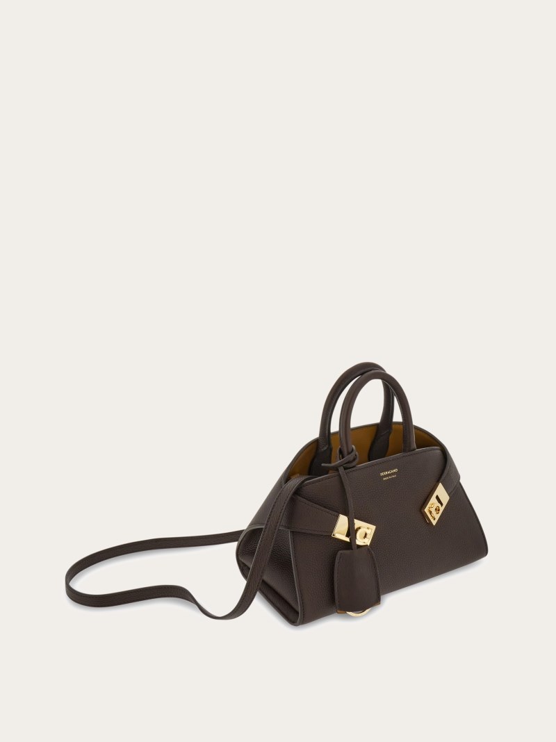 Ferragamo | Women's Hug Bicolor Handbag - Testa Di Moro/Burnt Ocher