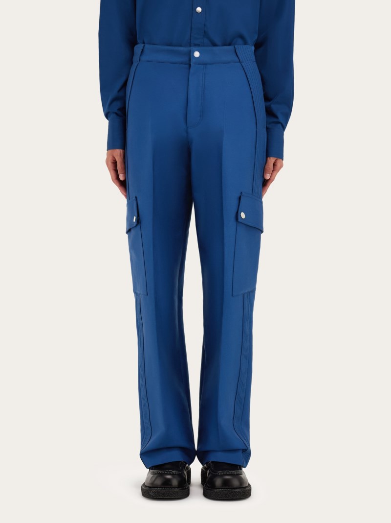 Ferragamo | Men's Viscose Cargo Pants - Teal Blue