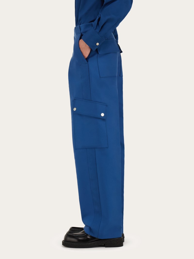 Ferragamo | Men's Viscose Cargo Pants - Teal Blue