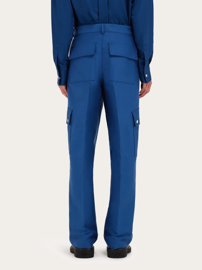 Ferragamo | Men's Viscose Cargo Pants - Teal Blue