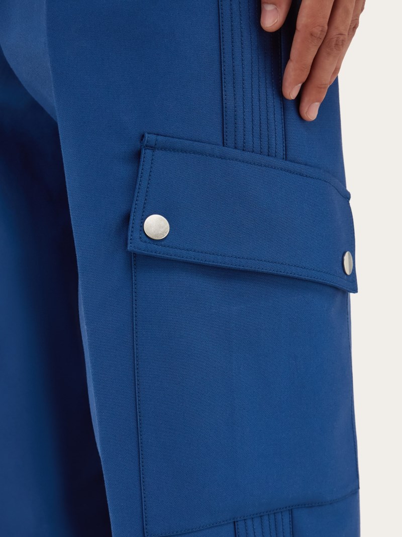 Ferragamo | Men's Viscose Cargo Pants - Teal Blue