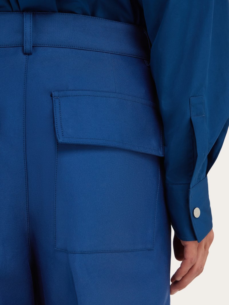 Ferragamo | Men's Viscose Cargo Pants - Teal Blue