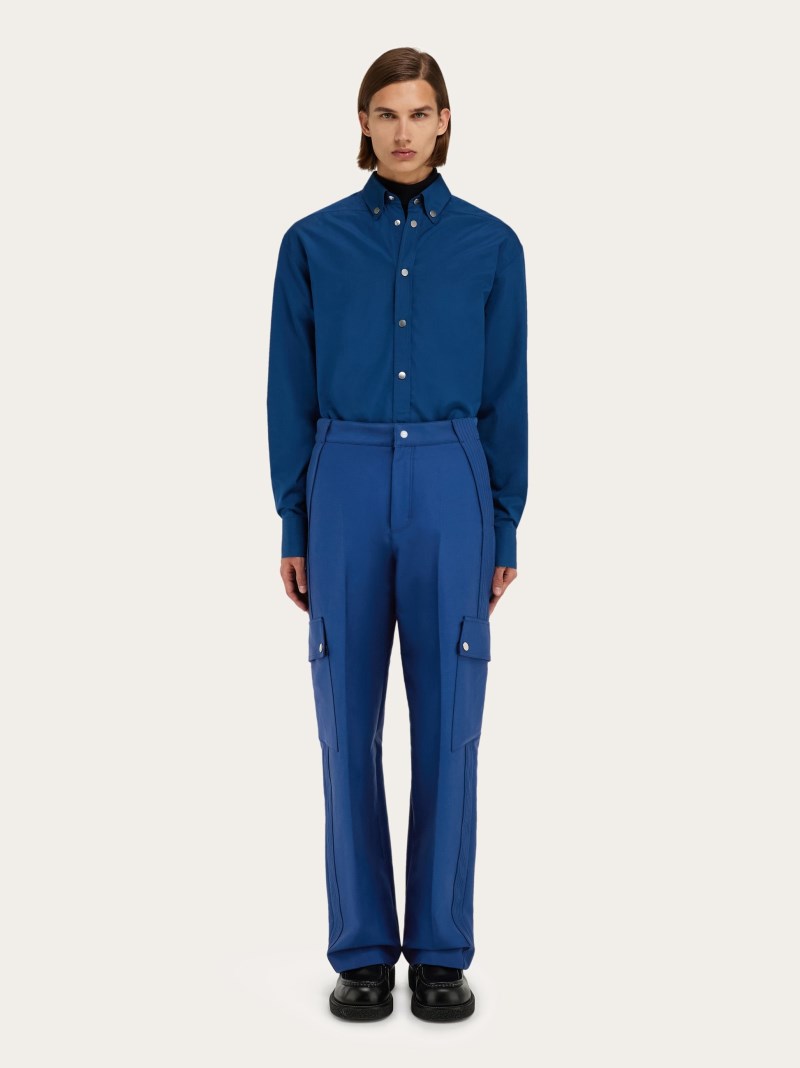 Ferragamo | Men's Viscose Cargo Pants - Teal Blue