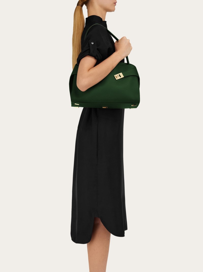 Ferragamo | Women's Hug Soft Bicolor Shoulder Bag - Forest Green