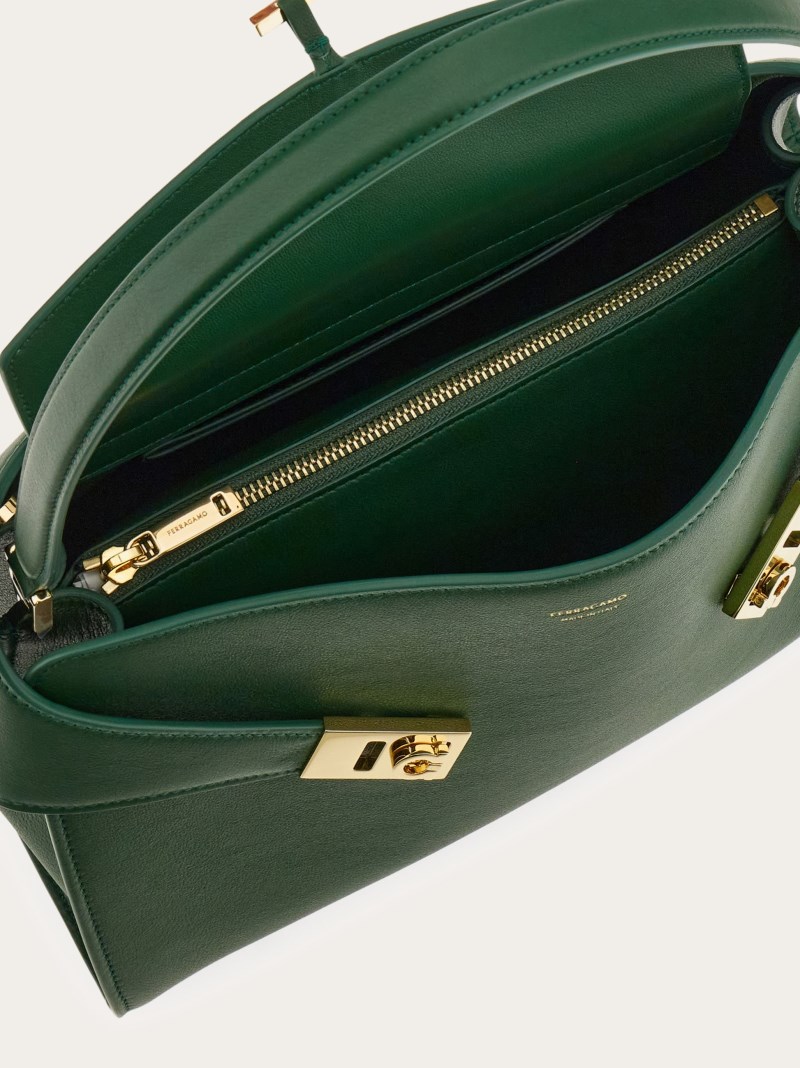 Ferragamo | Women's Hug Soft Bicolor Shoulder Bag - Forest Green