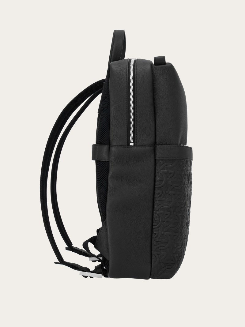 Ferragamo | Men's Embossed Gancini Backpack - Black