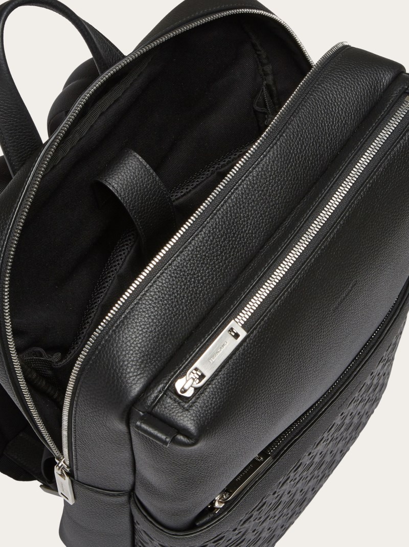 Ferragamo | Men's Embossed Gancini Backpack - Black