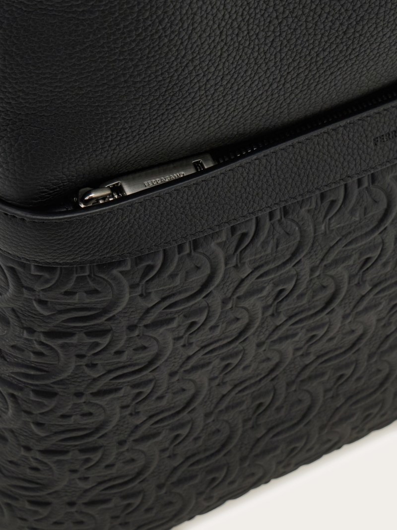 Ferragamo | Men's Embossed Gancini Backpack - Black