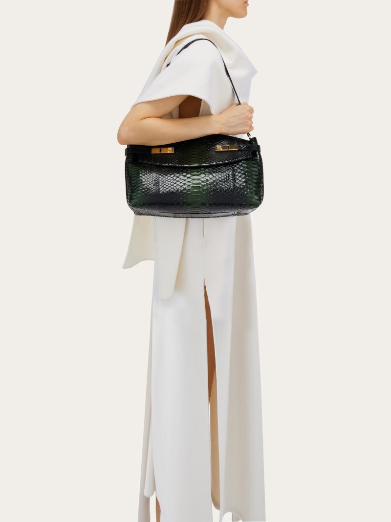 Ferragamo | Women's Hug Soft Crossbody Bag - Black/Green