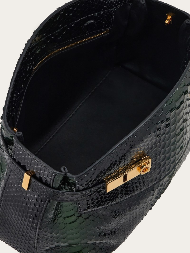 Ferragamo | Women's Hug Soft Crossbody Bag - Black/Green