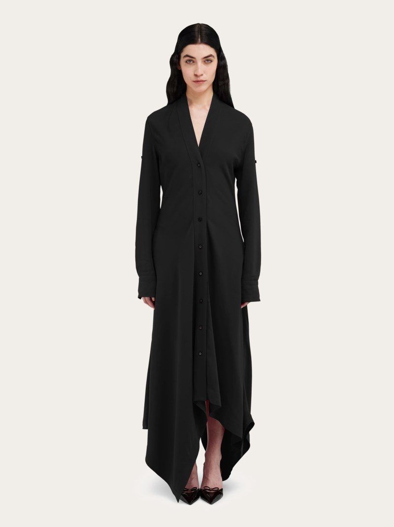 Ferragamo | Women's Shirt Dress With Handkerchief Hem - Black