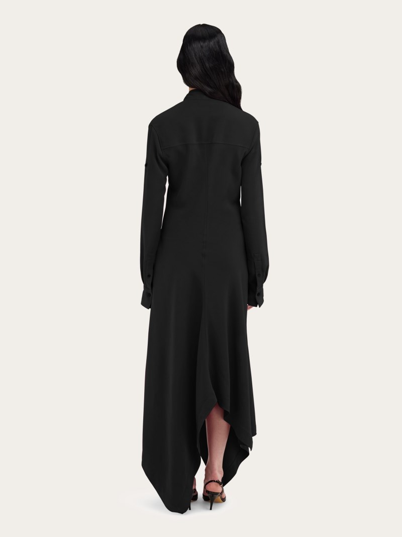 Ferragamo | Women's Shirt Dress With Handkerchief Hem - Black