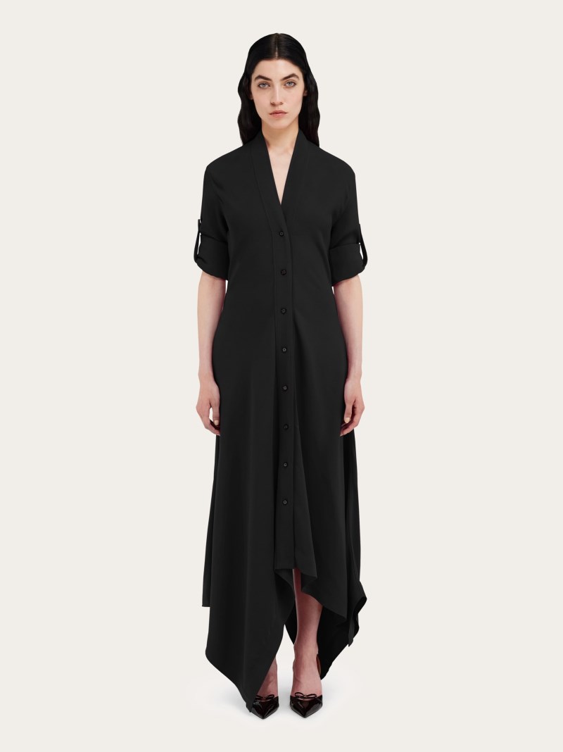 Ferragamo | Women's Shirt Dress With Handkerchief Hem - Black