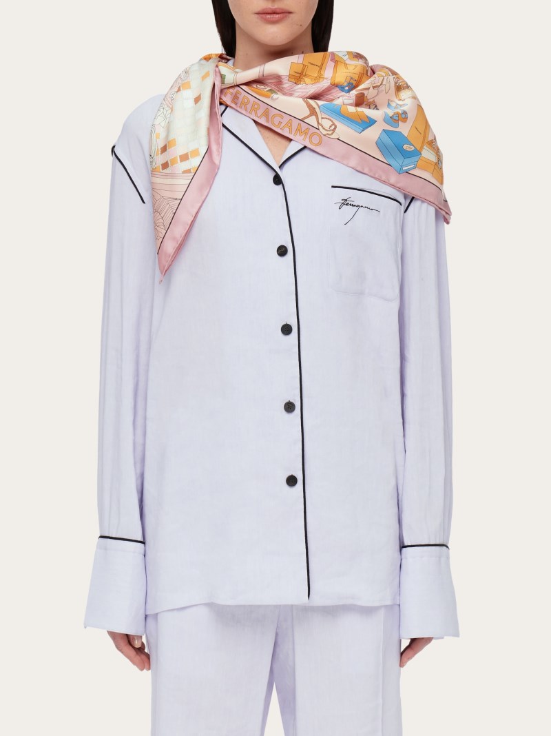 Ferragamo | Women's Atelier Print Silk Foulard - Pink/Orange