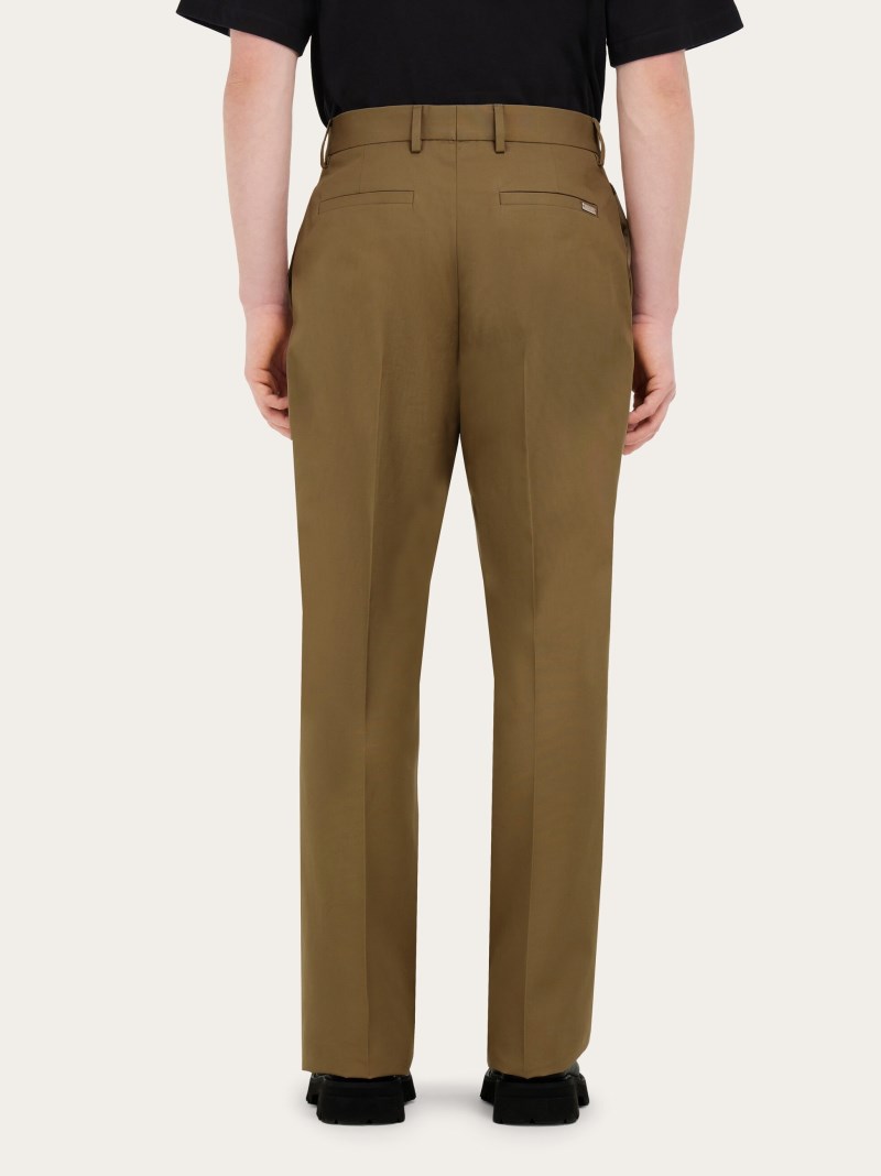 Ferragamo | Men's Cotton Canvas Trouser - Lead Green