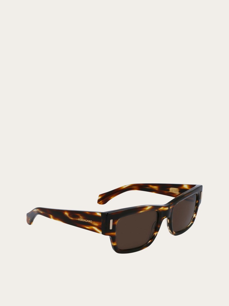 Ferragamo | Men's Sunglasses - Striped Brown/Brown