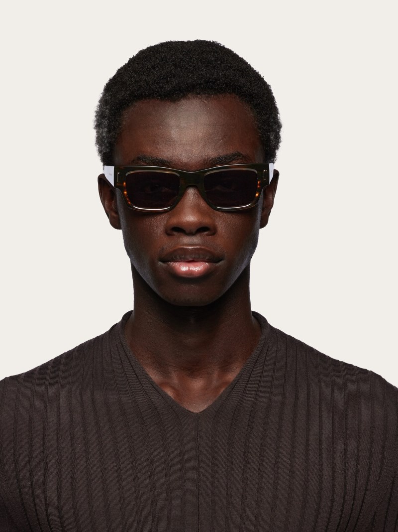 Ferragamo | Men's Sunglasses - Striped Brown/Brown