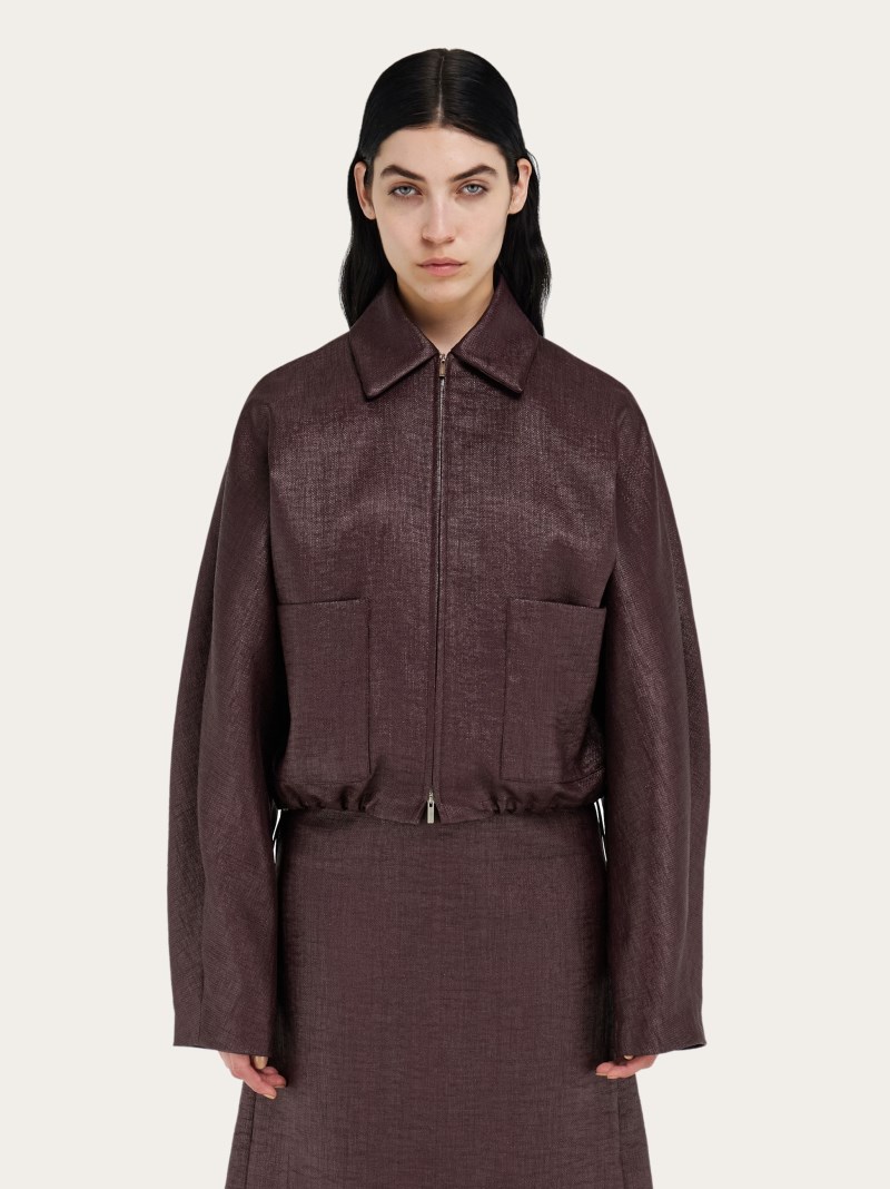 Ferragamo | Women's Cropped Bomber - Oxblood