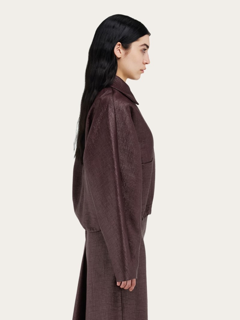 Ferragamo | Women's Cropped Bomber - Oxblood