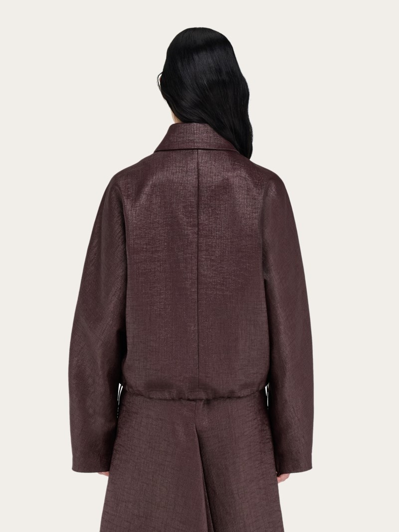 Ferragamo | Women's Cropped Bomber - Oxblood
