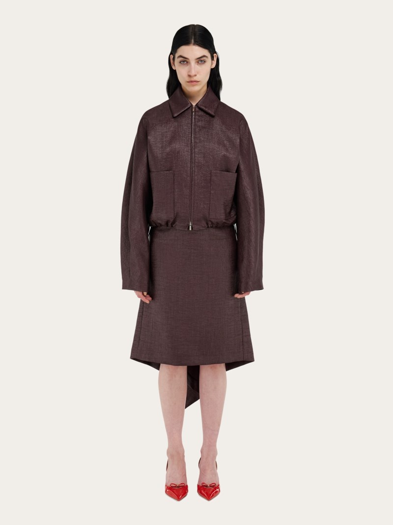 Ferragamo | Women's Cropped Bomber - Oxblood